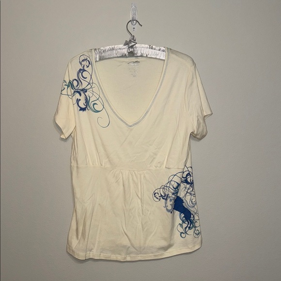 Roper Cream Top with Blue Horse Accents - size 2X. A - Picture 1 of 5